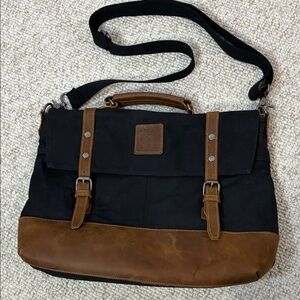 UK Brand Kovered "Mersey" Waxed Canvas and Leather Messenger Bag